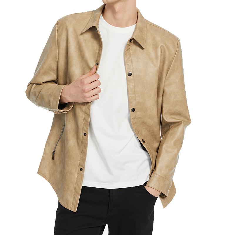 

Весенняя мужская кожаная куртка-бомбер, мотоциклетная байкерская куртка из искусственной кожи, повседневная осенняя стираная искусственная куртка для мужчин XXL хаки