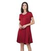 European And American New Round Neck Solid Color Casual Pocket Short Sleeve Big Pendulum Dress Women'S Clothing