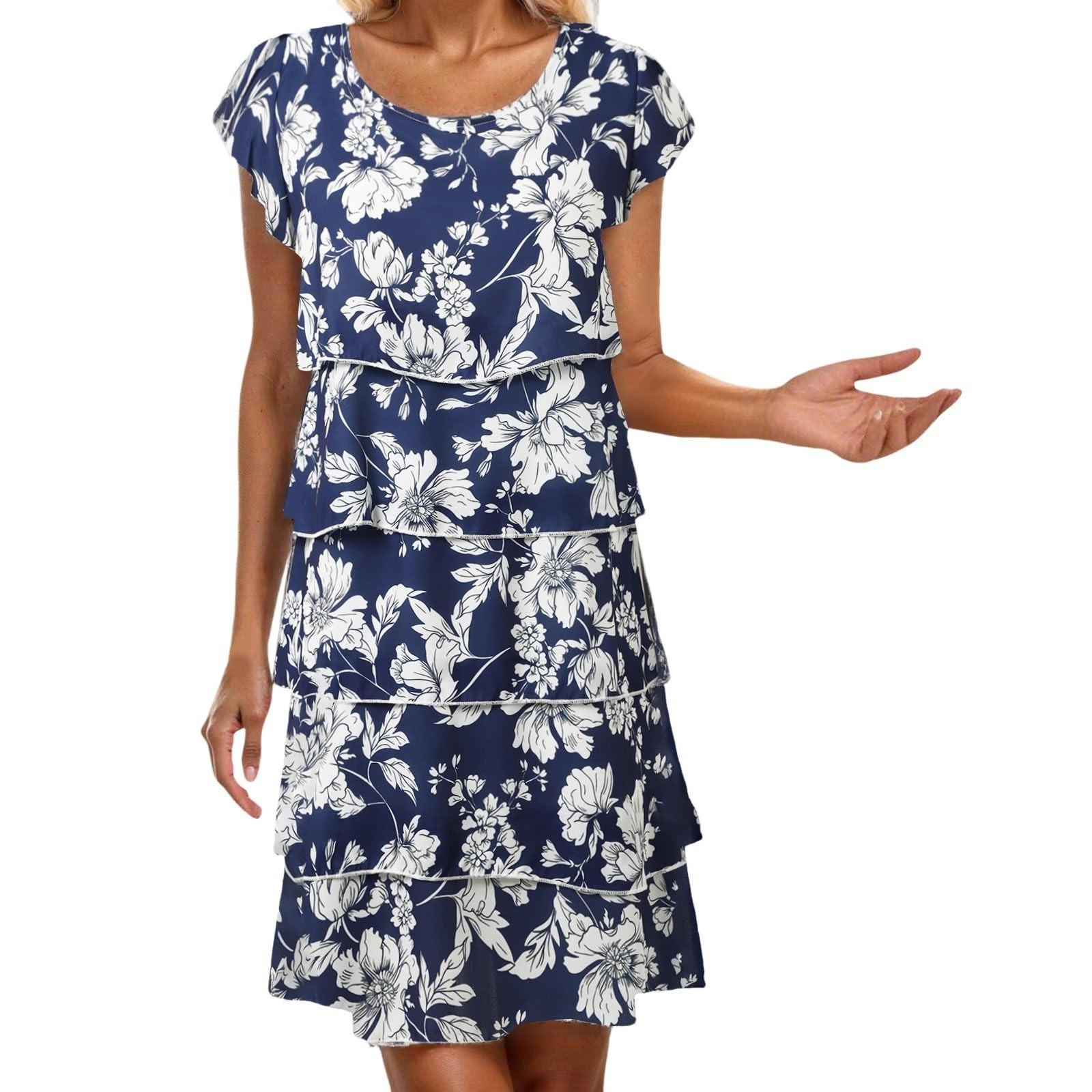 

Платье в стиле бохо с короткими рукавами для женщин, повседневное, свободного кроя, летнее, сарафанное, с принтом M