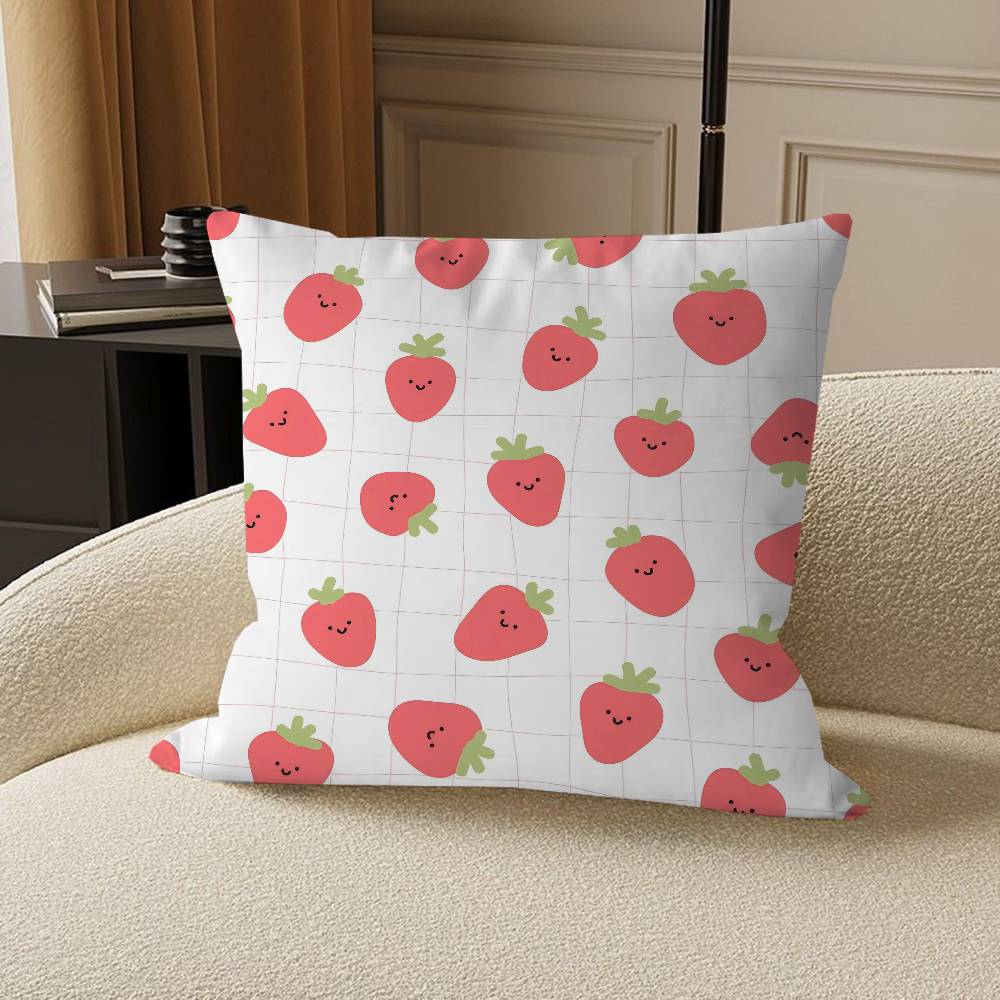 Cute Strawberry Maple Design Cushion Cover Happy Autumn Harvest Decor Holiday Decorati Pillow Cover