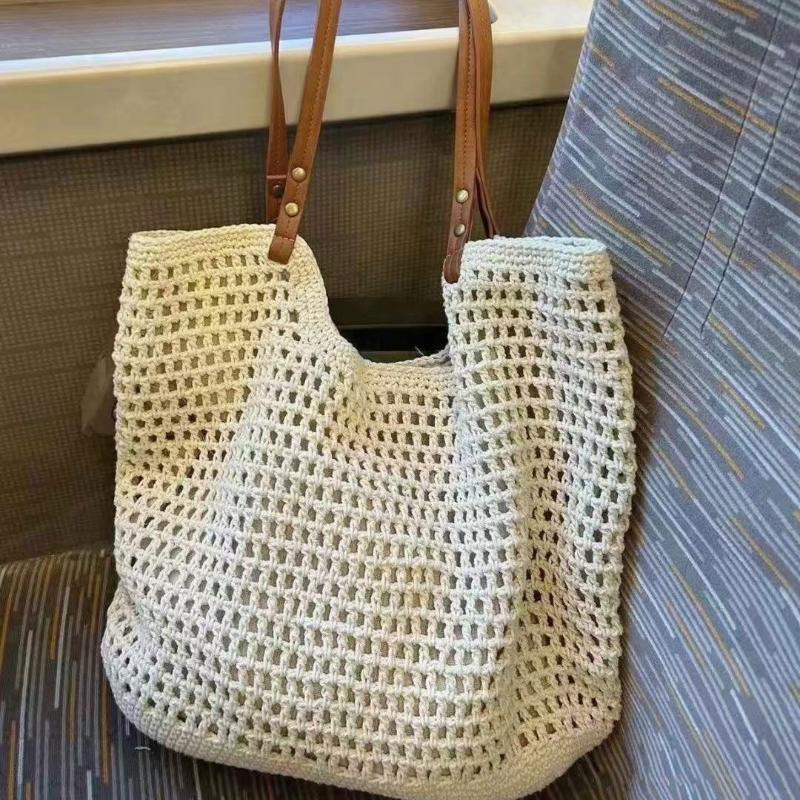 Beach Vacation Hole Woven Bag Large Capacity Hollow Out Mesh Versatile Shoulder Tote Bag