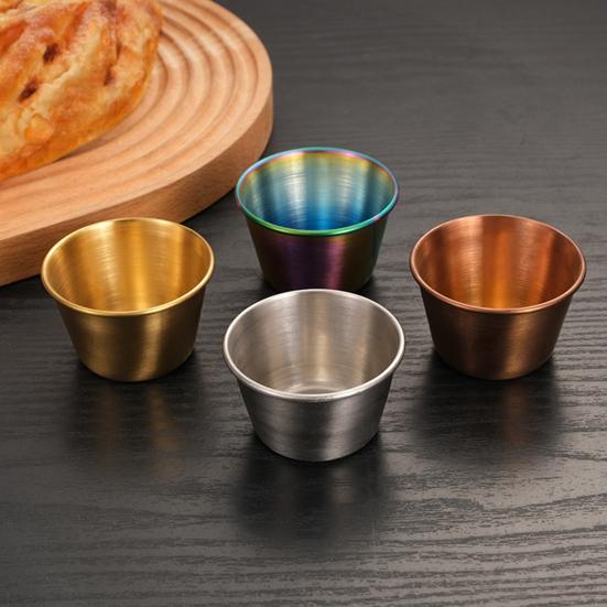 Polished Stackable Sauce Dish 304 Stainless Steel One-piece Design Seasoning Cup