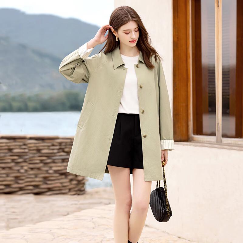 Women s Single-breasted Cotton Trench Coat M