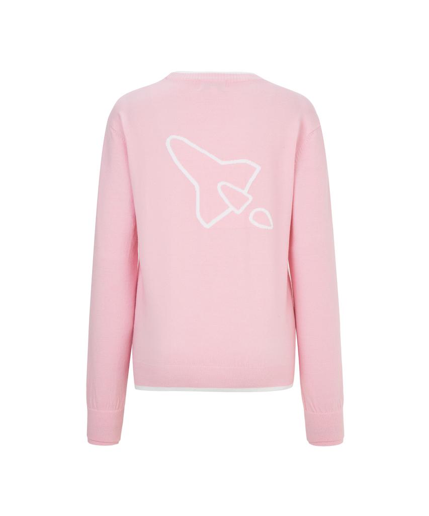 Antomas Spaceship Double Sleeve Round Neck Knit Women'S - Pink