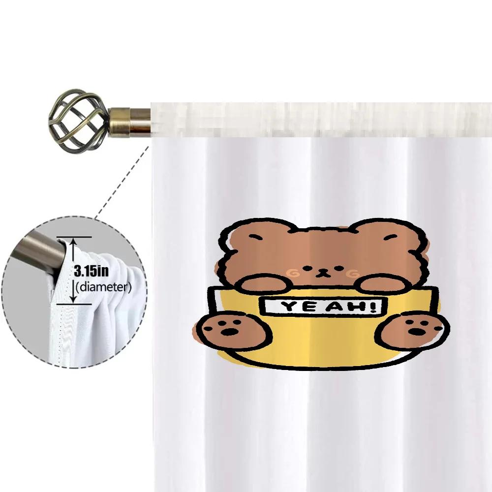 Home Interior Kitchen Curtains for Living Room 2 Pieces Blackout Curtains Door Curtain Cute Animals Partition Bedroom Decoration