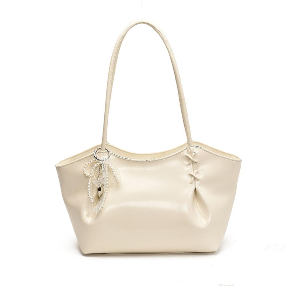 with Pendant Commuting Handbag PU Leather French Tote Bag Autumn Winter Underarm Bag  Travel