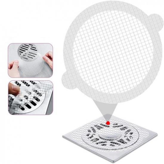 50Pcs Disposable Shower Drain Hair Catcher Mesh Sticker Strainers For Bathroom