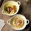 Ceramic Matte Binaural Bowl Japanese Household Soup Bowl Tableware Bowl Soup Noodle Bowl Salad Bowl Instant Noodle Bowl Tableware