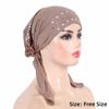 Fashion Gold Sequins Turban Hijab Cotton Solid Color Pull On Headwrap Breathable Soft Headscarf Hat