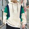 Men's Color Block Hoodie Sweatshirt Long Sleeve Hooded Drawstring Pullover Shirt Outdoor Walks Blouse With Pocket