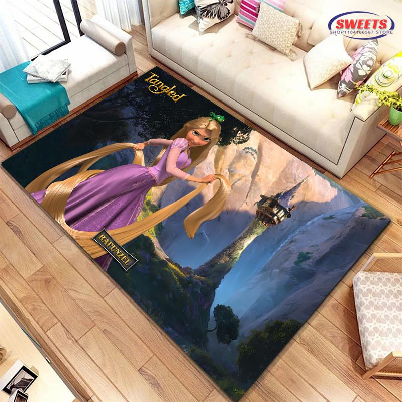 3D Princess Cartoon Carpet, Princess Rapunzel Living Room Bedroom Bed Mat, Modern Simple Style, Non-slip Durable Rug Fast Arrive