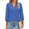 Women's Fashion Casual Color Neck 3/4 Sleeve T-Shirt Top for Everyday Wear