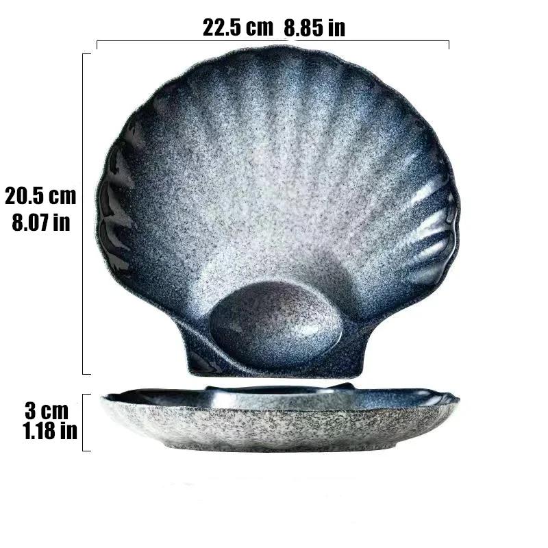 8inch Dark Japanese Style Dinner Plate Under-glazed Ceramic Partition Dinner Dishes Dessert Tray Sushi Dinnerware Microwave Safe