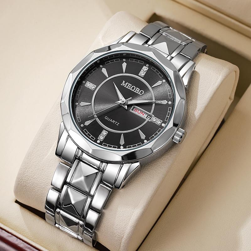 Watch Men'S Premium Sense Luminous Pointer Calendar Rivet Alloy Quartz Men'S Watch