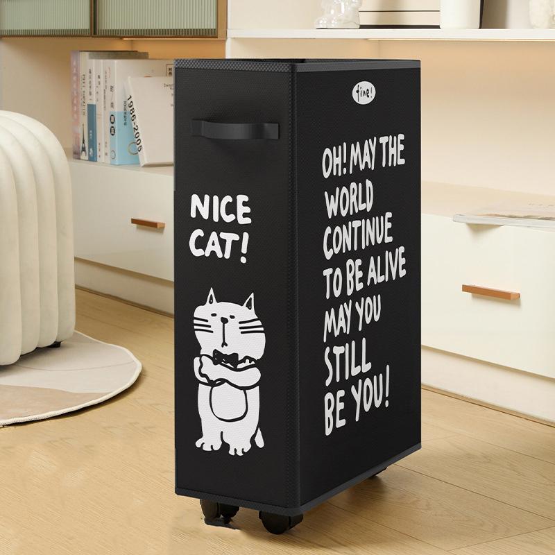 1pc Oxford Cloth Storage Basket Large-capacity Foldable Yoga Mat Fitness Equipment Storage Box Slit Storage Basket With Casters