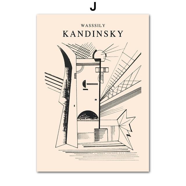 Geometry Lines Cat Works Posters and Prints Vintage Kandinsky Abstract Wall Art Picture Canvas Painting Living Room Home Decor