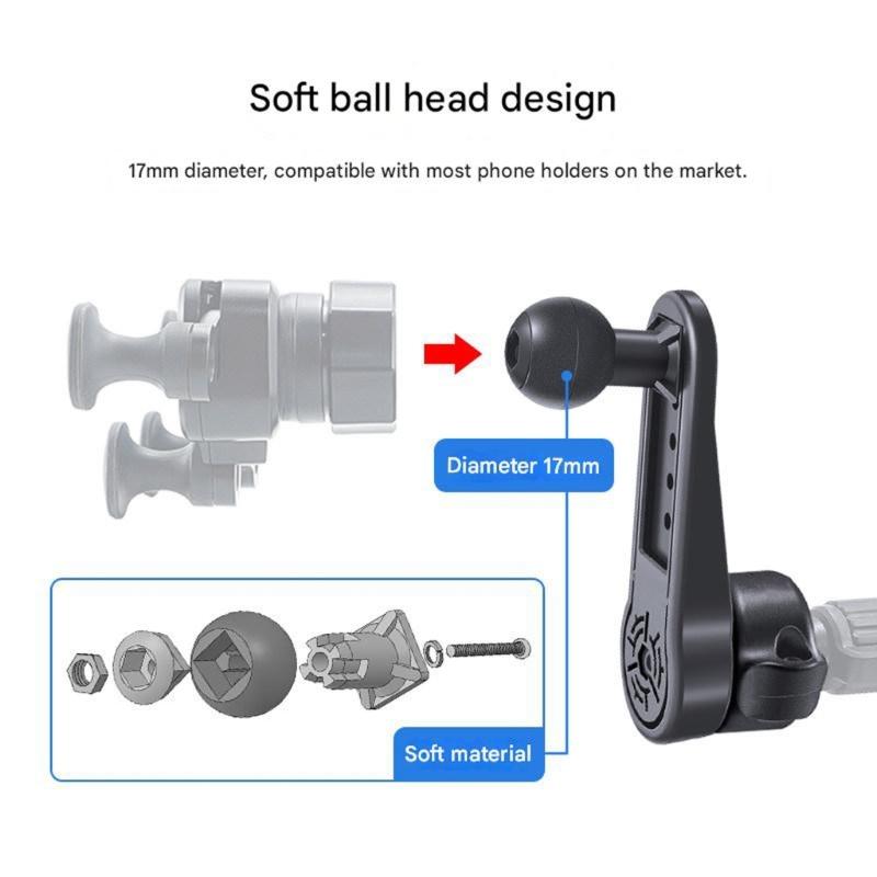 17mm Ball Mount Extension Adapter 360 Degree Rotating Arm Adapter Car Mount Phone Holder Extension Rod
