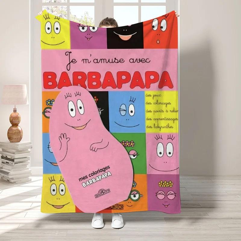 L-Les Barbapapa Decorative Blanket for Living Room Bedroom Decoration Bedspread On the Bed Fluffy Soft Blankets Boho Home Decor