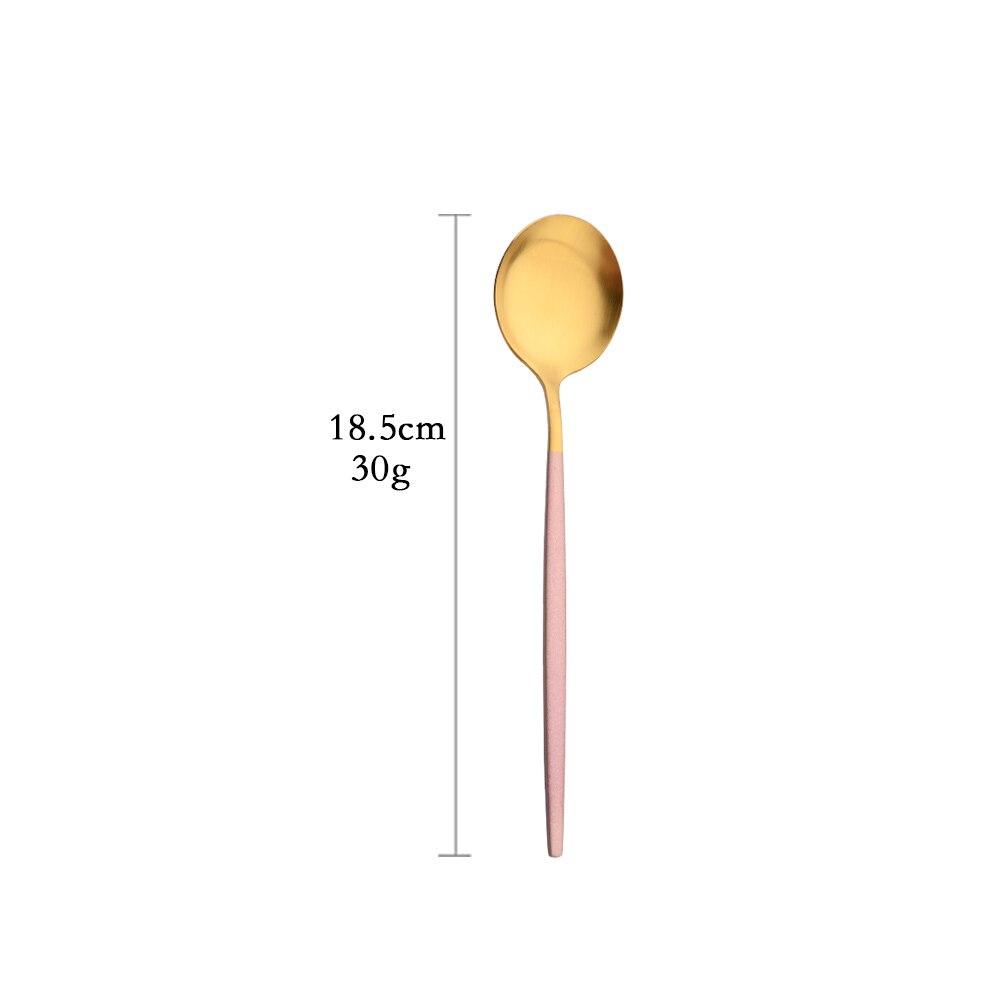 Pink Gold Stainless Steel Cutlery Set Flatware Dinner Knife Dessert Spoon Fruit Fork Dinnerware Set Matte Kitchen Tableware Set