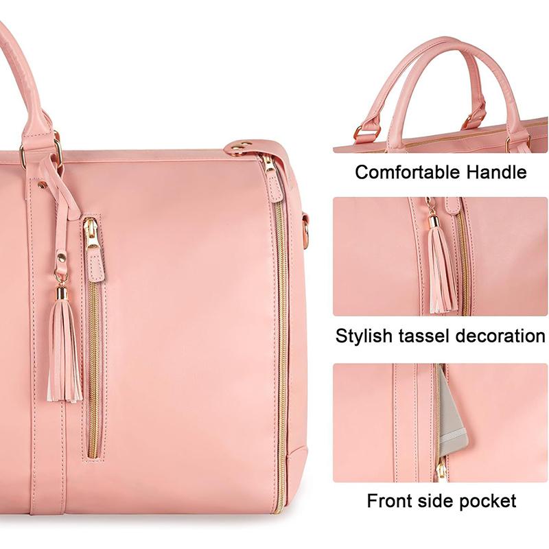 Foldable Women's Travel Convenient Carry-on Clothing Bag Large Capacity PU Leather Duffel Bag Portable Business Travel Bag