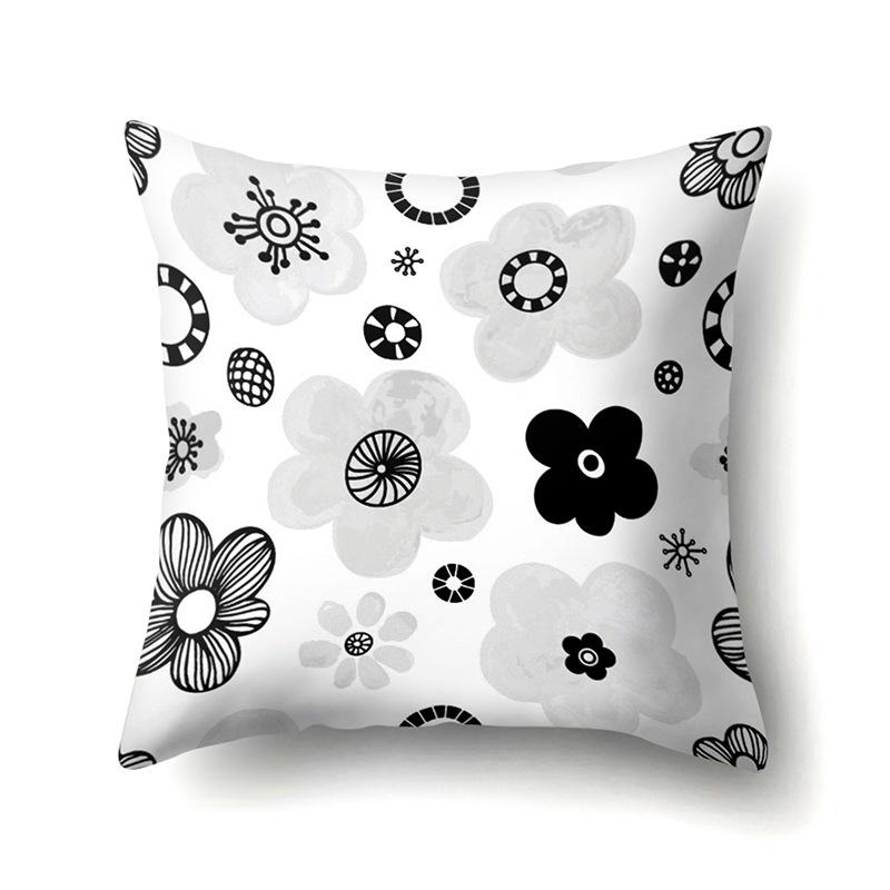 Polyester Pillow Case Car Decoration Home Printed Black and White Geometric Car Cushion Head Cushion Cover