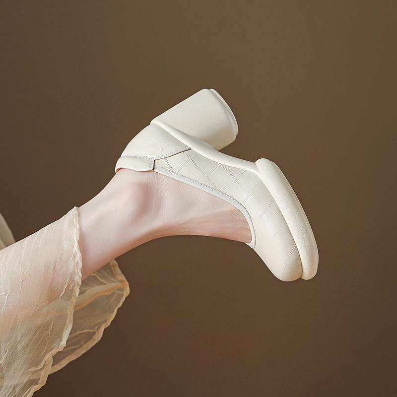 

Krazing Pot Натуральная кожа Зима Круглый носок Размер 40 Толстый Круглый Высокий Слипоны Платформа Камень Офисная леди Гладиатор Осень Туфли 37 слоновая кость