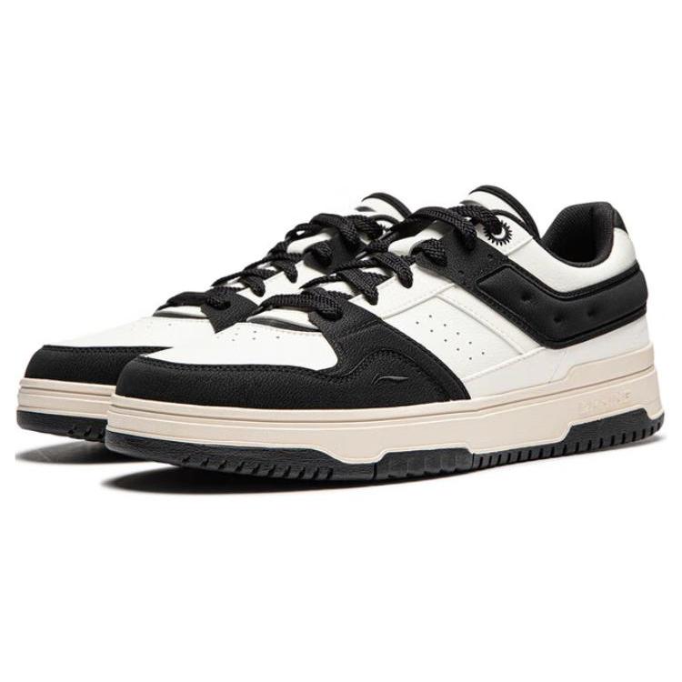 LiNing Tianji 2.0 Antidérapantes Amortissantes Résistantes à l'Usure Légères Basses Chaussures de Skateboard Femmes Noir Blanc AGCU192-4