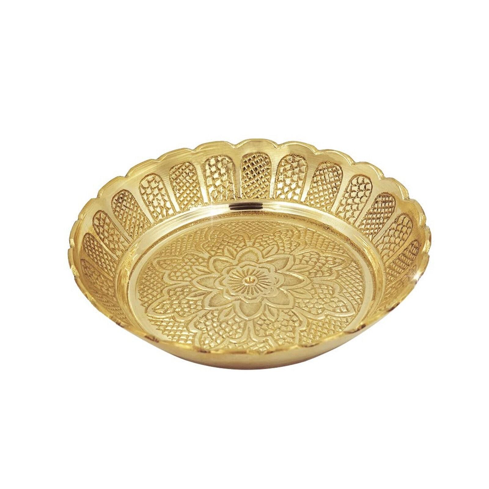 

Indian Traditional Brass Bhog Plate For Puja Religious Rituals & Home Decor MN538-2%