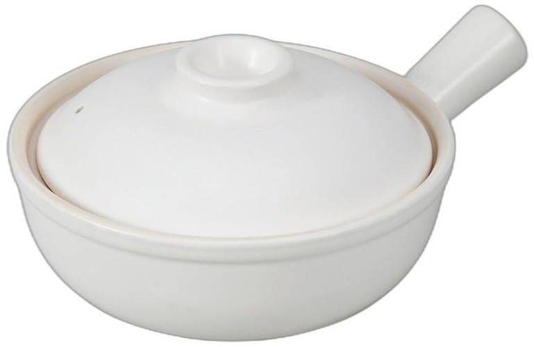 

White Glazed Large x x Direct Heat Setomonohonpo Saucepan, [25 18.7 7cm, 810cc] Casserole, Safe,