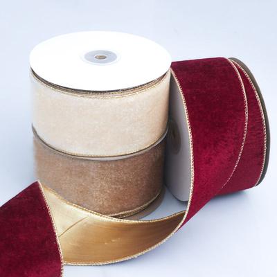 DIY Handmade Decorative Romantic and Cozy Solid Color Christmas Copy Wire Ribbon Velvet Ribbon Wreaths Christmas Tree Decorative Bow Material Ribbon