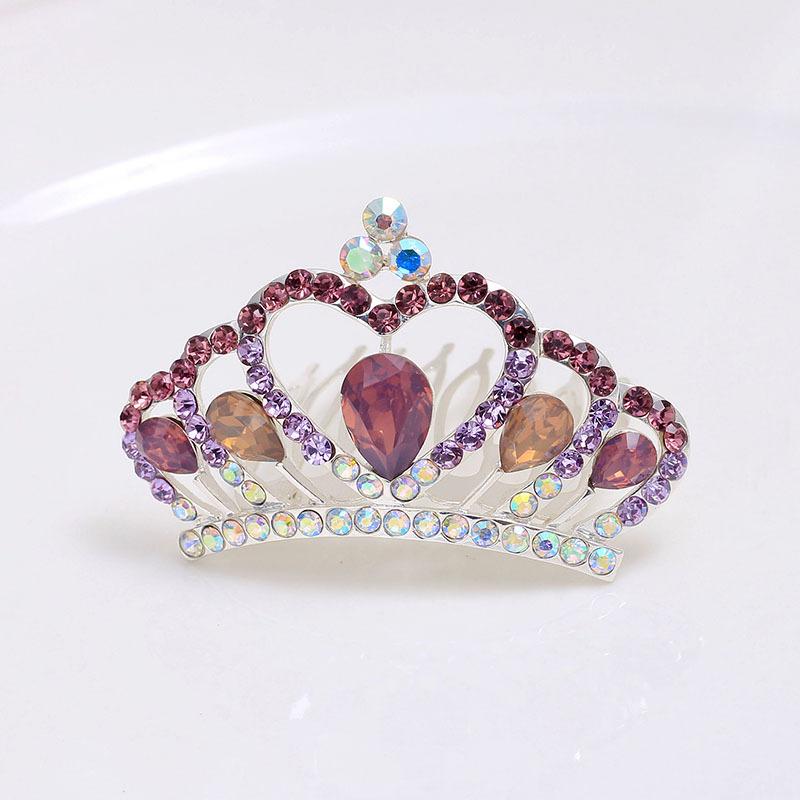 Crown Flower Comb Premium Sense Cute High-End Princess Haircard Women'S Headdress Diamond Hairpin Hair Accessories Hair Comb