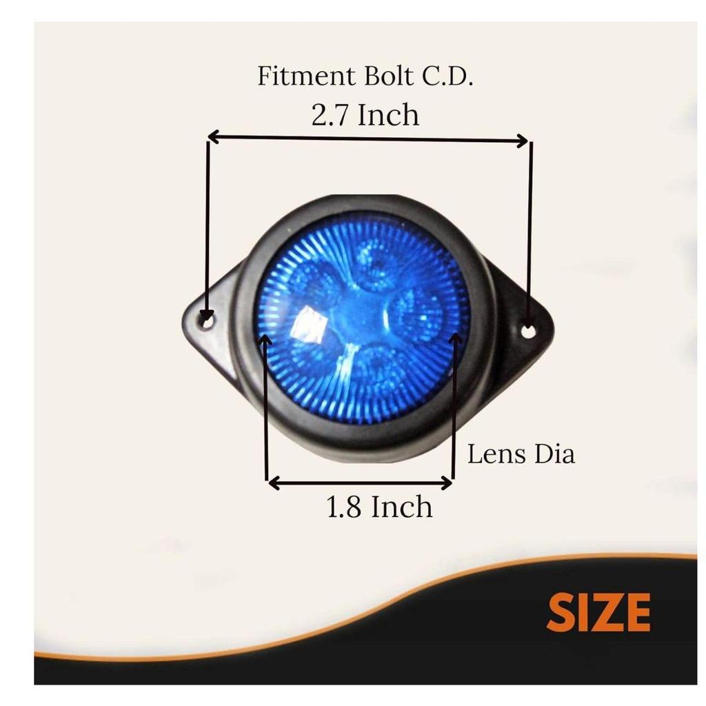 LED Outline Side Marker Lights 24V Waterproof Clearance Lamp Blue for Truck Trailer Bus Commercial Vehicles (Pack of 6)