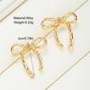 1 Pair Golden Bowknot Stud Earrings - Elegant Bohemian Fashion Ribbon Jewelry with Dangling Bows Perfect for Everyday Wear