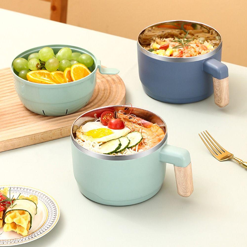 Non-slip Bottom Insulated Ramen Bowl Double-layer Noodle Bowl with Drain Basket  Cooking