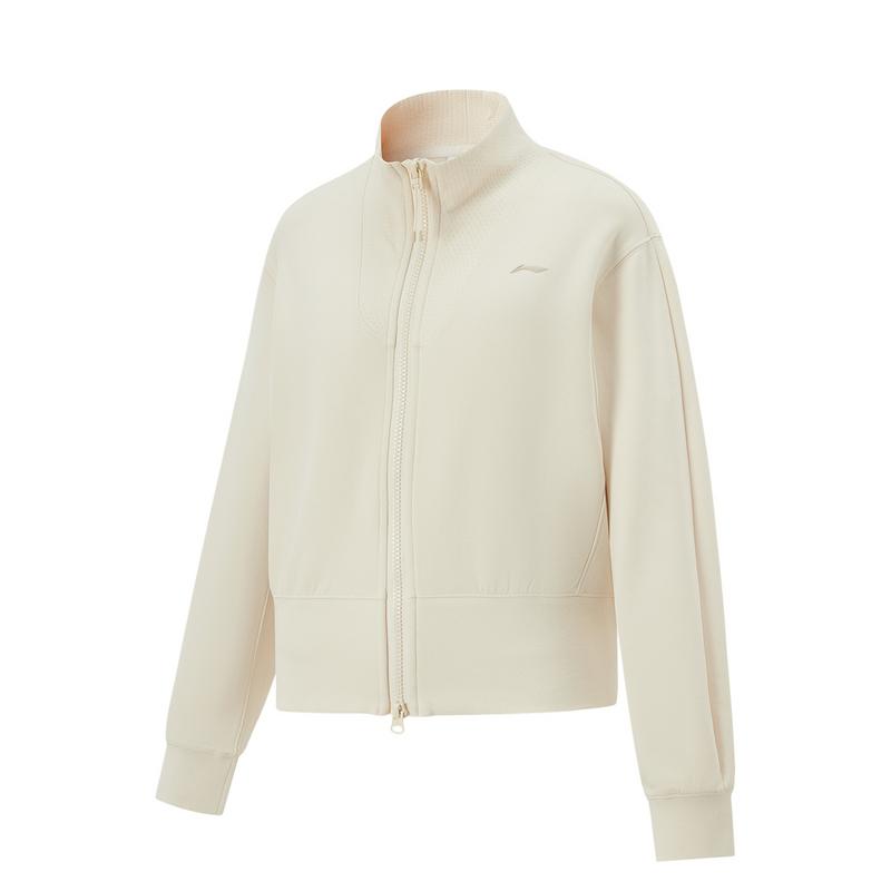 

Li Ning Серия Фитнес Простой Однотонный Худи на молнии со стойкой воротником Женские худи Бежевый AWDV602-1 M