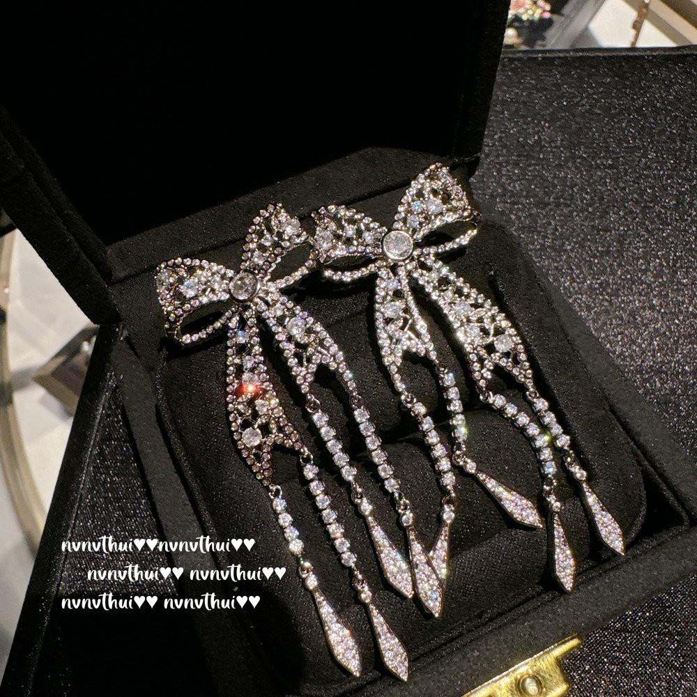 

Italian Vintage Bow Wheat Ear Gem Brooch Vintage Christmas Bow Zircon Earrings, Set