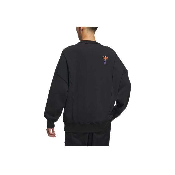 Adidas Originals Cartoon Print Round Neck Sweatshirt Unisex Tops Black IP7548