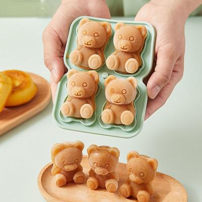 Molde de cubo de gelo em forma de urso, molde para fazer gelo de grau alimentar, bandeja de gelo de silicone flexível para bebidas, doces, chocolate