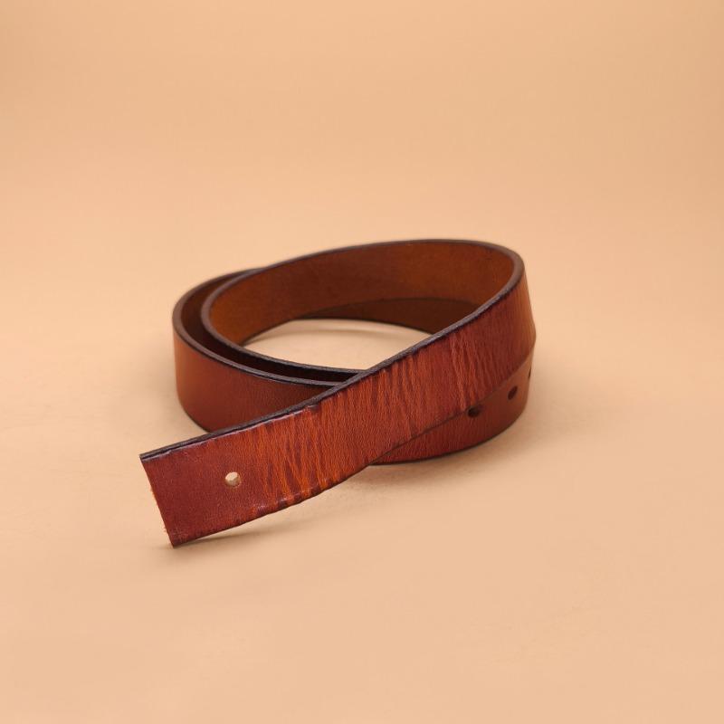 First Layer Tree Paste Leather Cowhide Belt Strip Men's Retro Belt Men's No Button Pin Buckle Scalp Ring