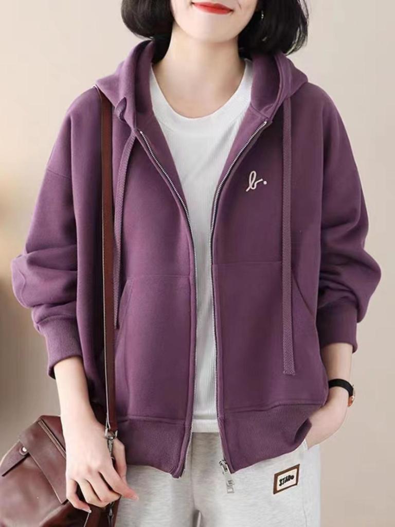 Dámská ležérní jarní bunda plus size - Stylový kardigan pro mámu středního věku, mikina, kolekce 2025