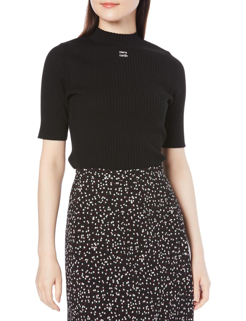 x Pierre Cardin Half Sleeve Rib Knit Pullover FWNT241812 Black FRAYI.D Women's