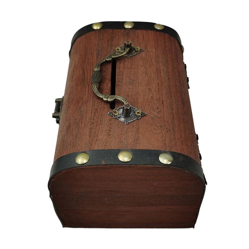 1 Set Vintage Treasure Storage Box Wooden Treasure Chest With Lock Piggy Bank Organizer Saving Box Case For Home Decoration