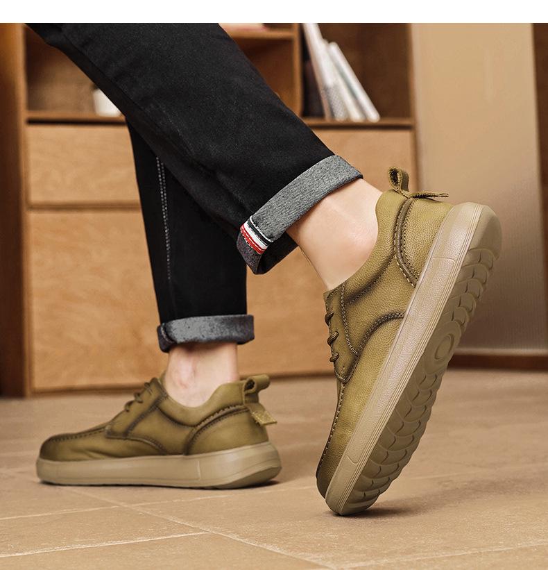 Men's 2025 Slip-On Leather Casual Shoes - Top Layer Cowhide, Perfect for Spring, Summer & Autumn Driving