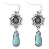 Bohemian Retro Alloy Pendant Earrings with Inlaid Turquoise and Artistic Carvings