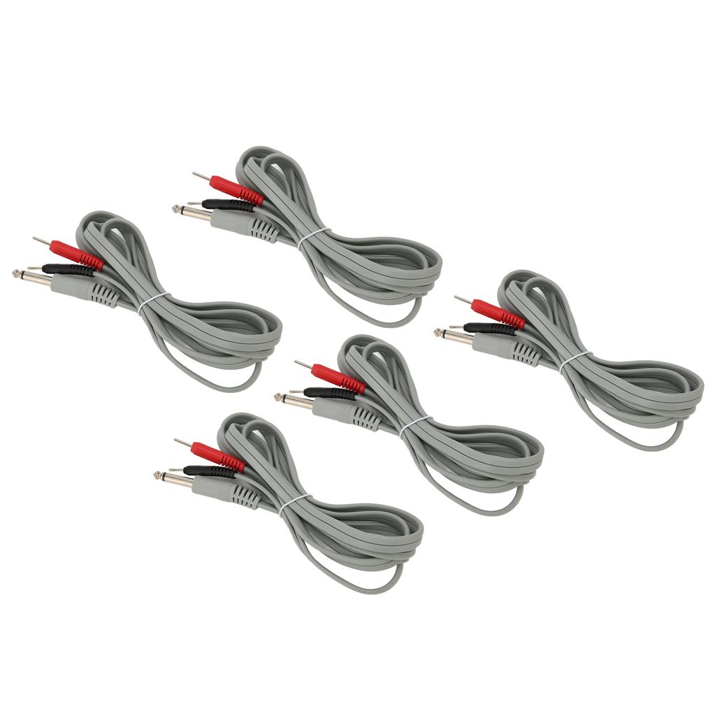 5pcs Electrode Lead Wires 2 In 1 6.35 Pin Socket Contact Electrode Lead Cable for TENS Massage Machine 5.9ft