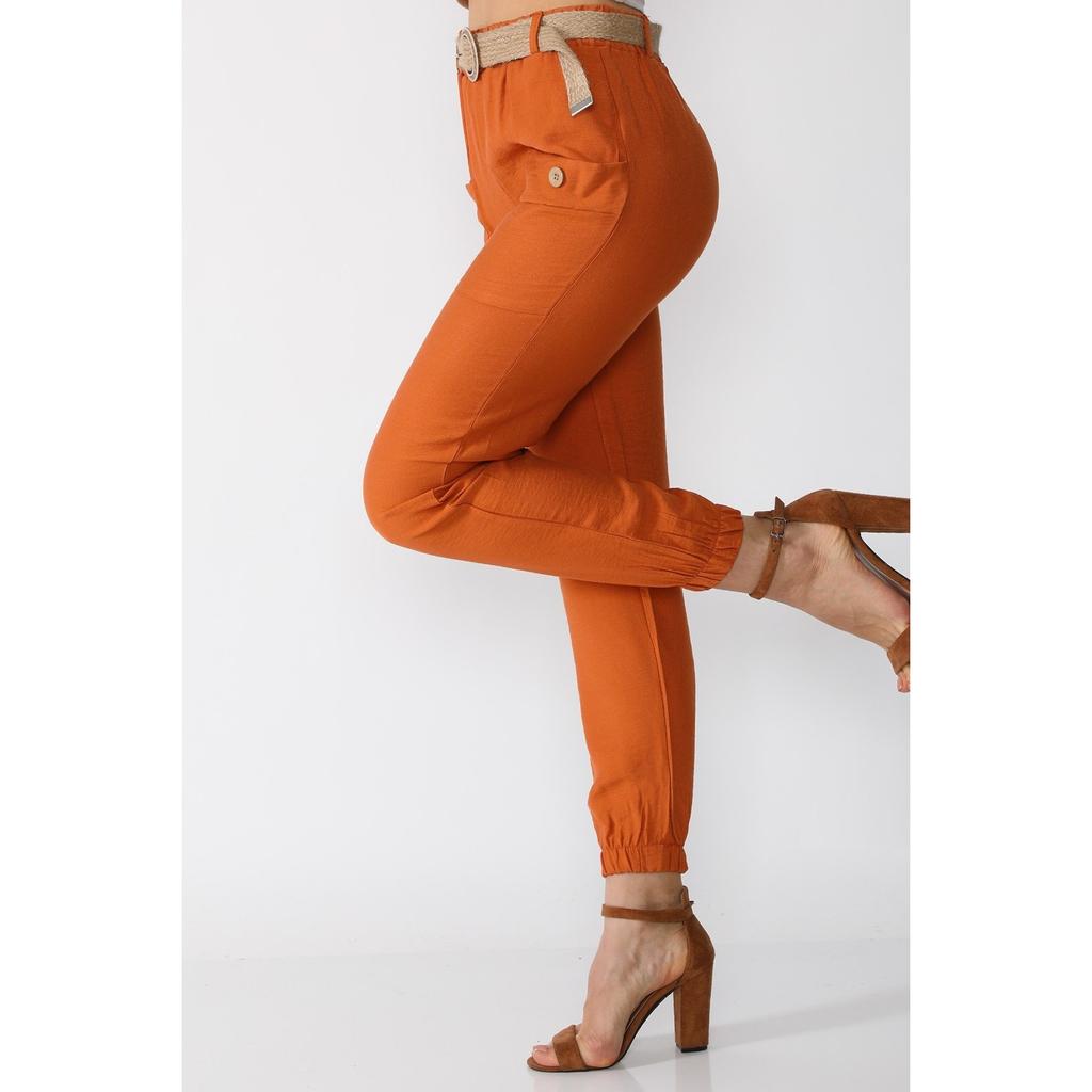 Pantaloni morcovi cu talie înaltă, cu buzunare frontale