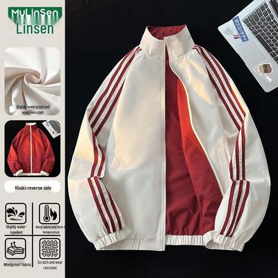 MULINSEN Women's American Striped Thin Baseball Jacket