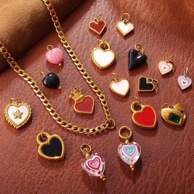 European & American Heart Pendant Necklace & Bracelet Set, Stainless Steel 18K Colorfast Jewelry for Women