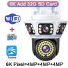 LS VISION 6K Outdoor WiFi Video Surveillance Camera 12MP Four-lens Three-screen AI Human Body Detection Bidirectional Voice IP Camera CCTV