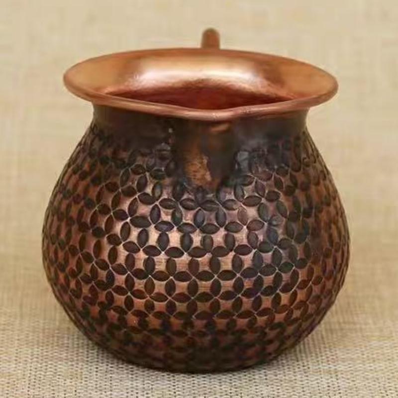 Vintage Copper Mini Coffee Mug,Camping Water Mug Handcrafted Hammer Texture Handle Juice Cups Home use Drinking 200ml Tea Cup
